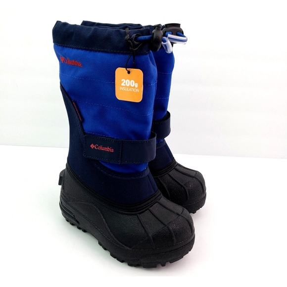 Columbia Powderbug Plus II Toddler Boys Size 8 Blue Black Waterproof Snow Boots - Picture 1 of 12